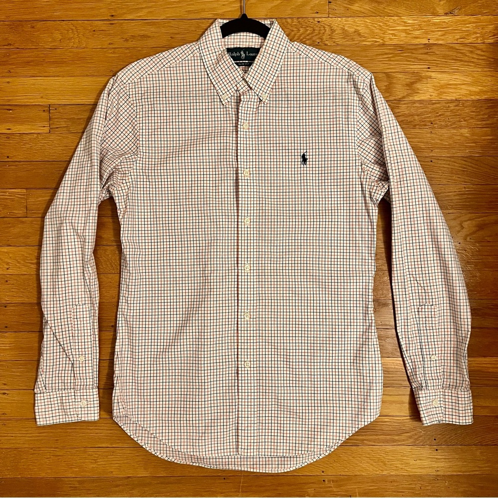 Men’s Slim Fit Medium Ralph Lauren Blue & Red Checked Button Down Shirt